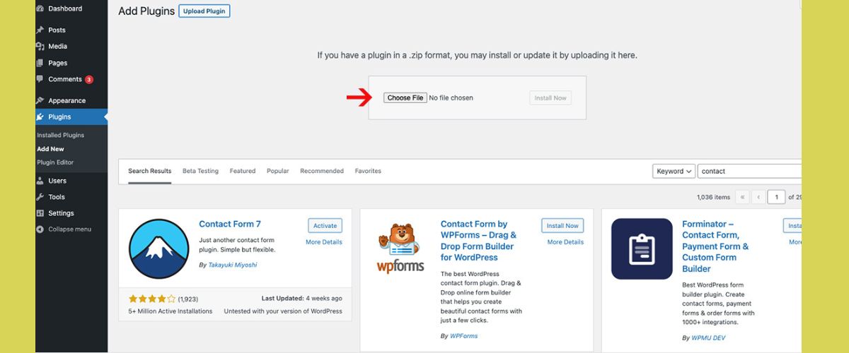 upload the plugin file
